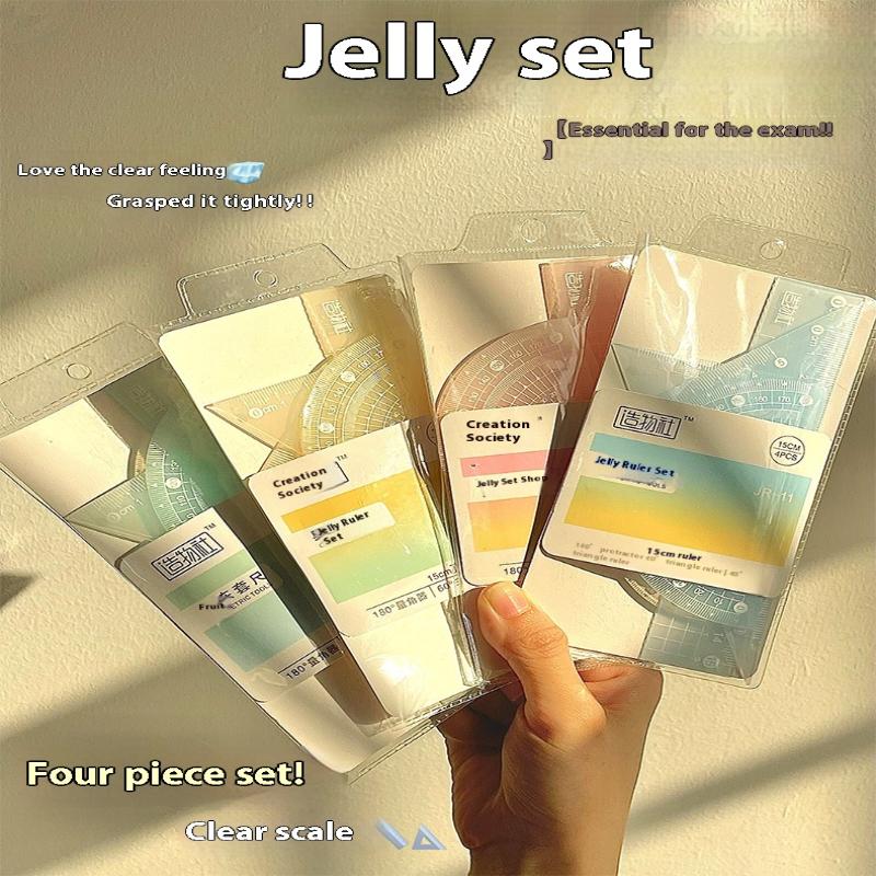 Ruler Set Transparent - 4 개/대 15CM 젤리 눈금자 세트