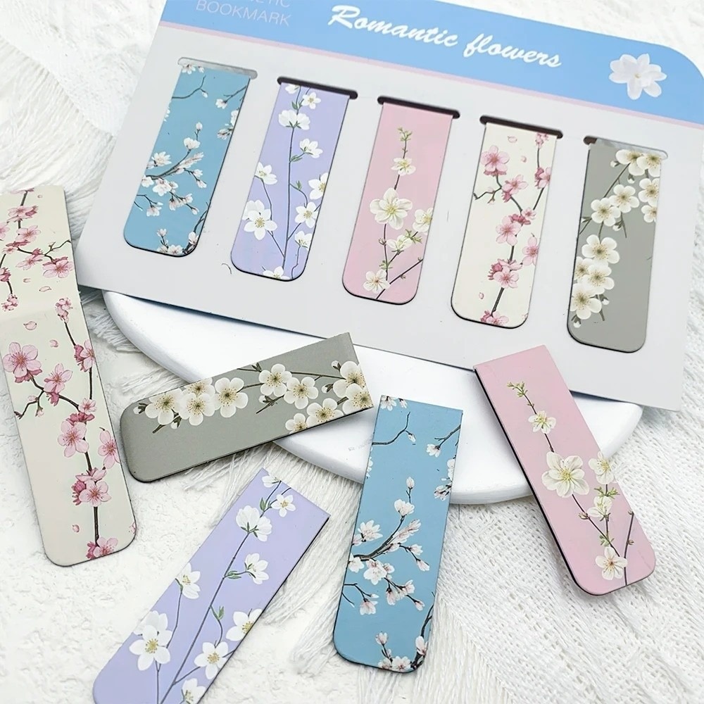 Bookmark Magnetic Clip - 5개/세트 수채화 디자인 자석 북마크 세트