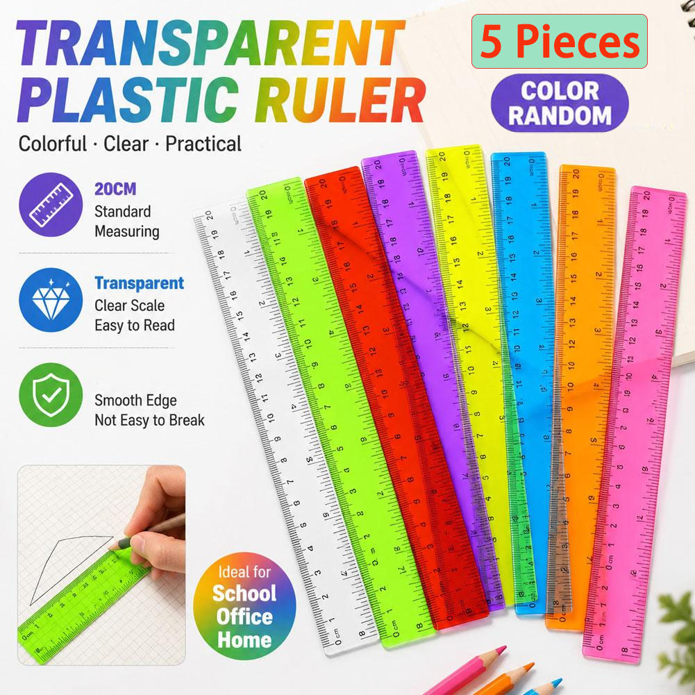 5pcs 무작위 색상 플라스틱 자, 창의적인 그리기 도 - Ruler Set Transparent 리뷰 및 가격